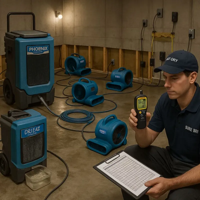 Structural Drying and Dehumidification process in Waynesboro, PA